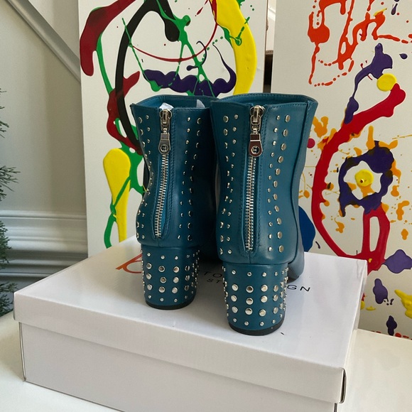 Boston Design Studio Blue Studded Booties Size 10 - Picture 2 of 5